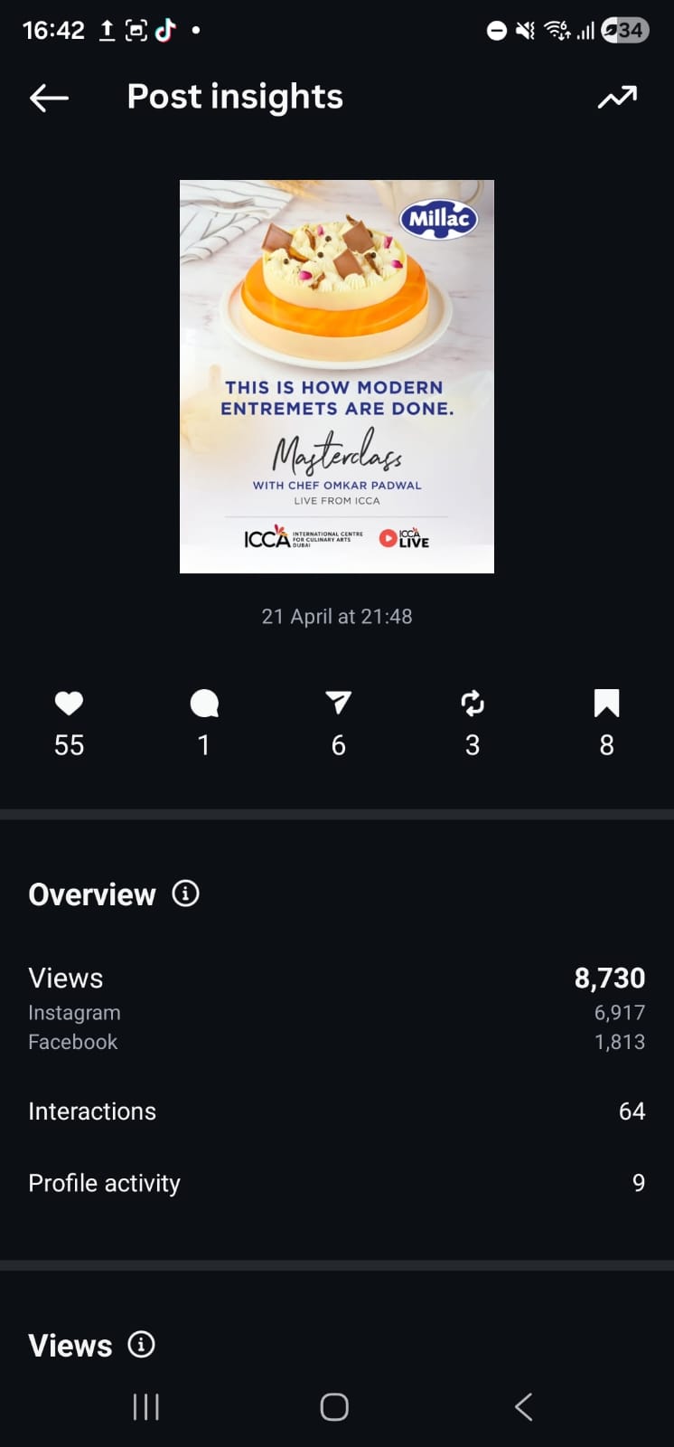 Instagram + Meta — second announcement post analytics