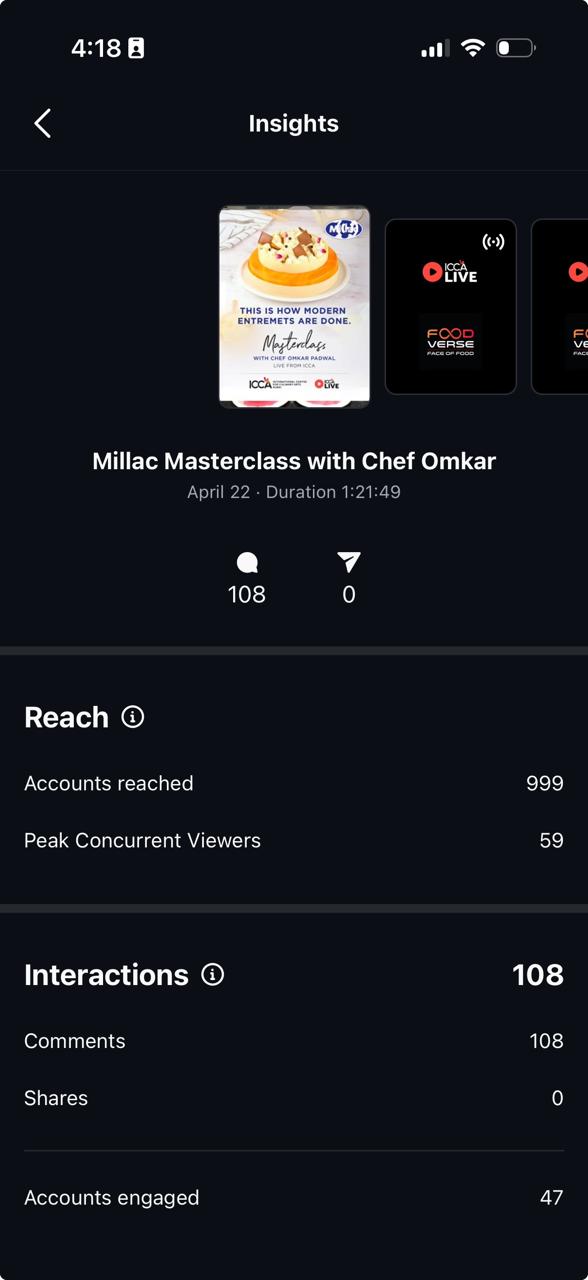 Instagram Live — session analytics