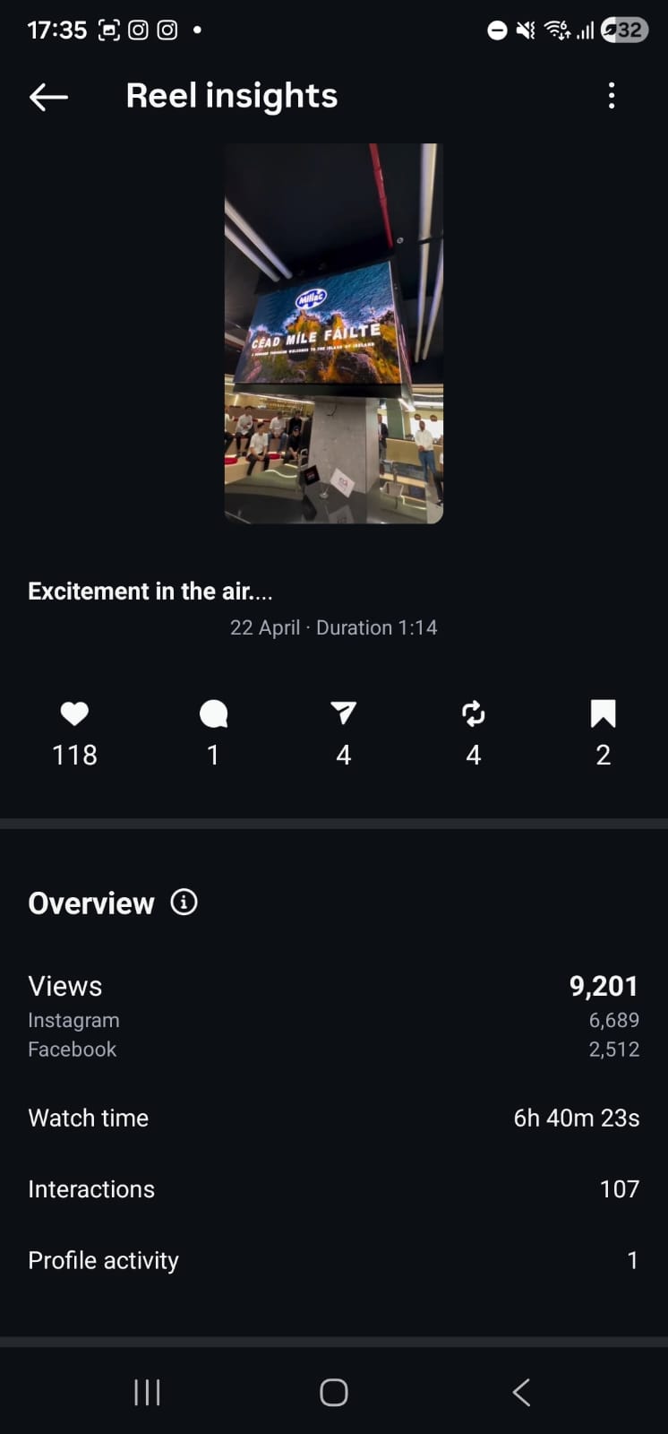 Instagram + Meta — on event day analytics